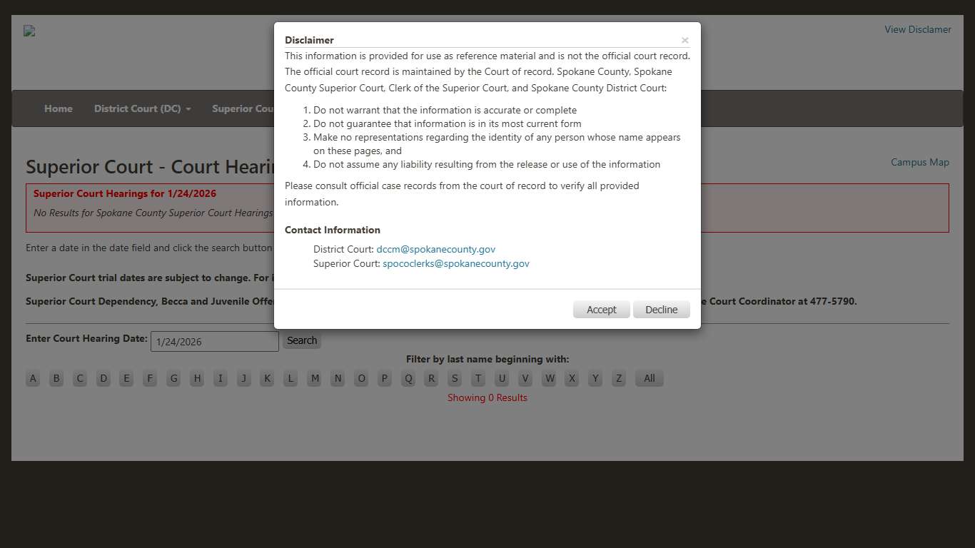 Spokane County Court Viewer