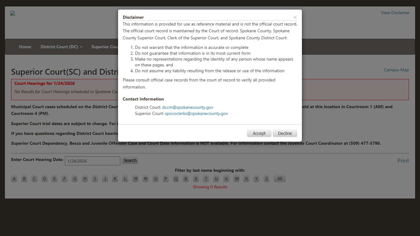 Spokane County Court Viewer