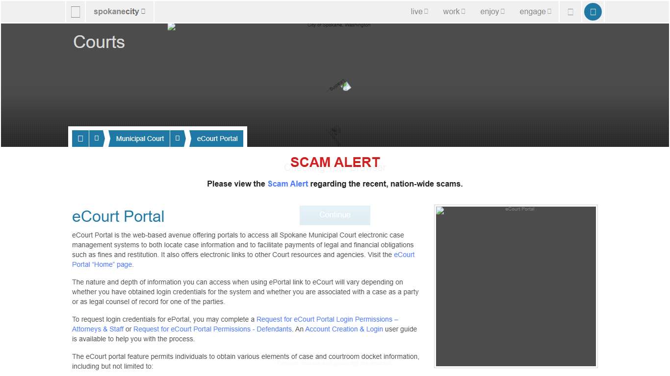 eCourt Portal - City of Spokane, Washington